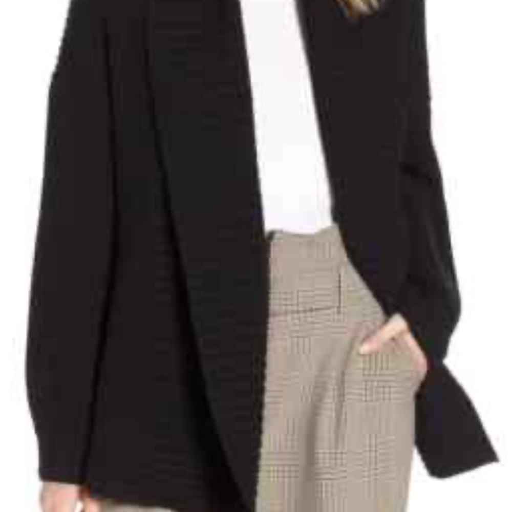 Nordstrom Black Women's Ribbed Cardigan with intricate back